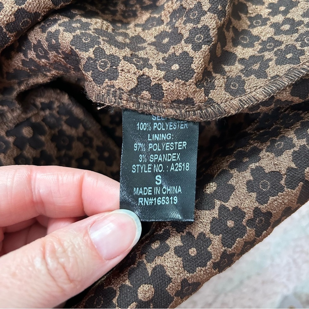 NWT Day + Moon Brown Floral Ruffle Babydoll Dress Size Small Autumn - Picture 4 of 11